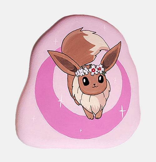 hand painted rock of Eevee