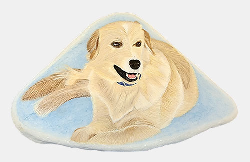 hand painted rock of a dog