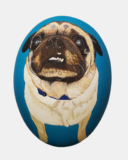 hand painted rock of a dog